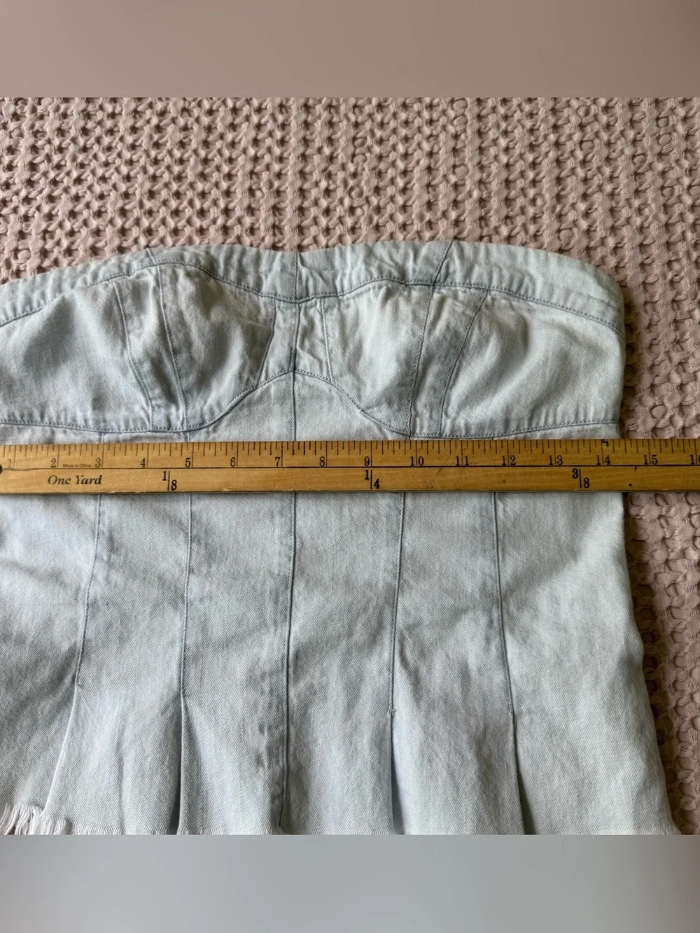 Free People Better Day Cropped Tube Top Small Light Denim Pre-owned